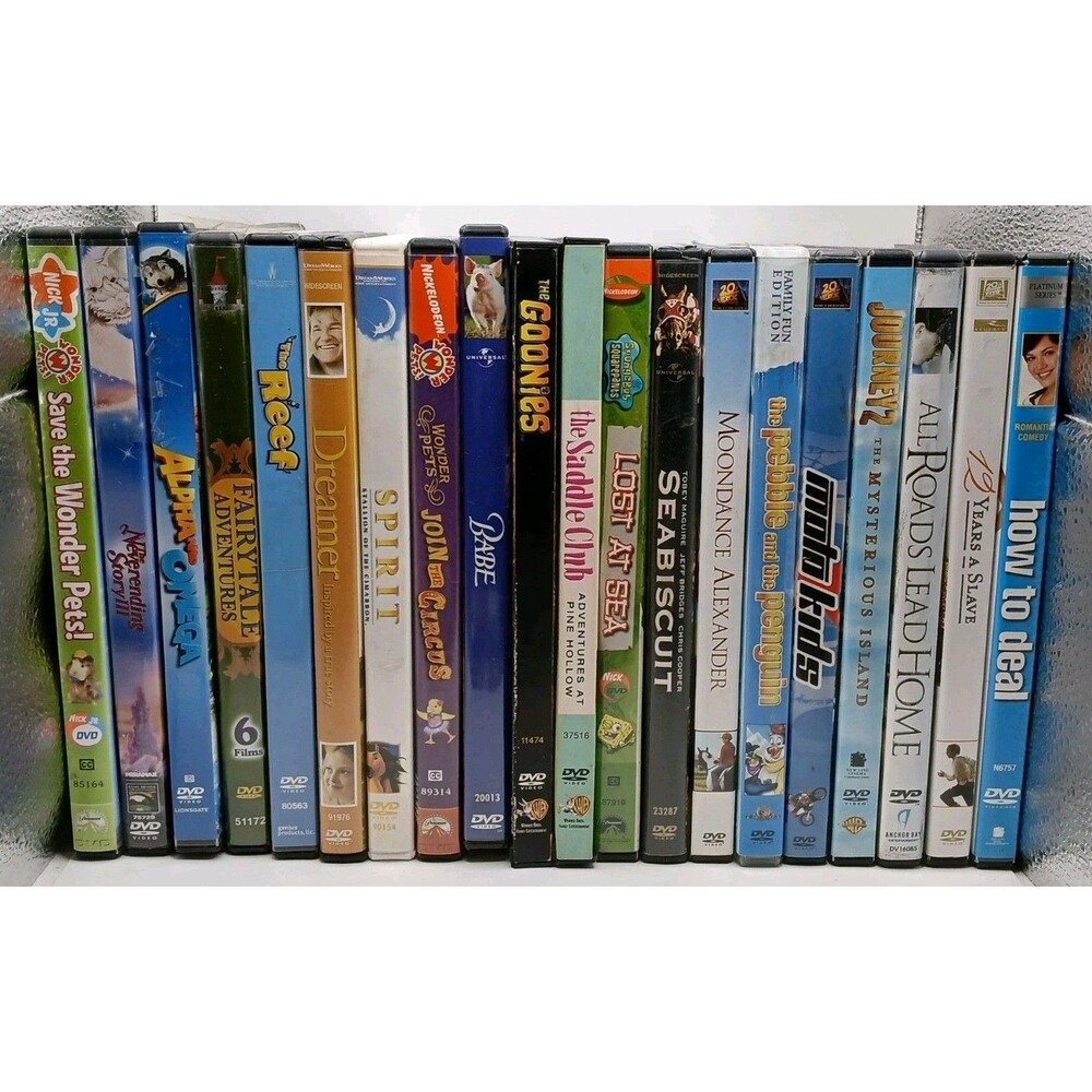 Lot Of 20 DVD Family & Kids/TeenMovies SpongeBob, Cartoons, The Rock, Seabiscuit